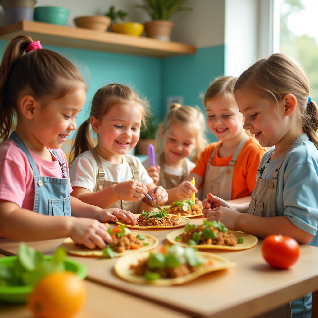 Fun and nutritious cooking for kids, preparing DIY taco night.