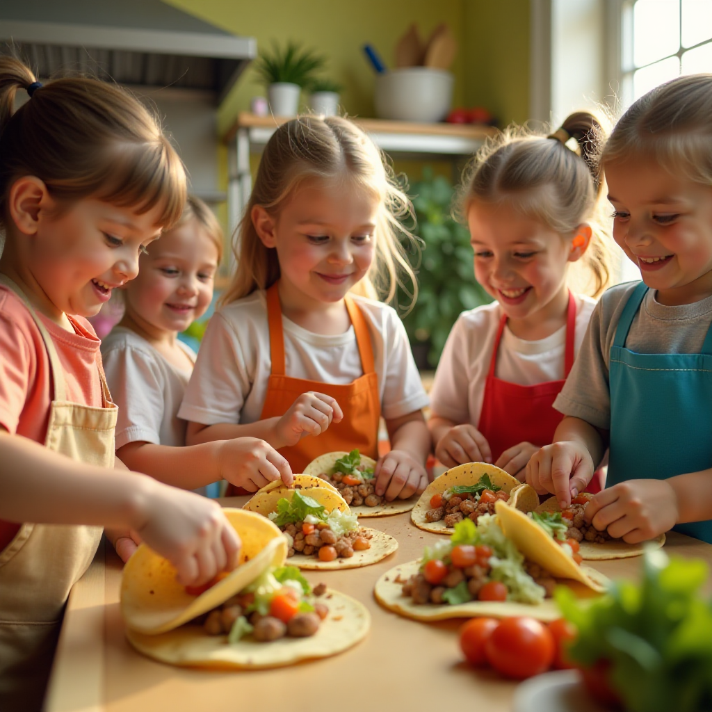 Fun and nutritious cooking for kids, assembling fruit and yogurt parfaits.