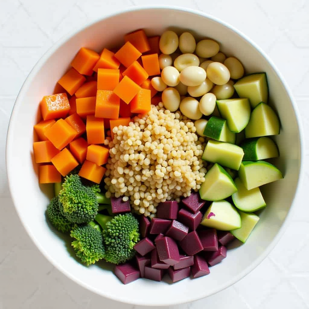 Leftover vegetables turned into a nutritious power bowl with quinoa.