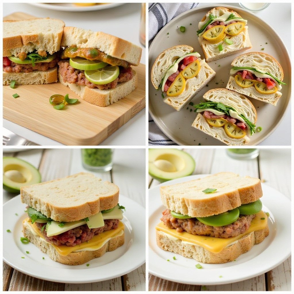 a collage of sandwiches on a plate